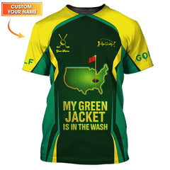 Maxcorners Funny Green Golf Shirt, My Green Jacket Is In The Wash Shirts, Custom Golf Jersey For Men, Golf Gift For Golfers