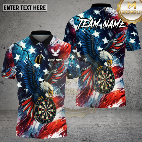 Maxcorners Bald Eagle Darts USA Flag Multioptions Personalized Name, Team Name Unisex 3D Shirt