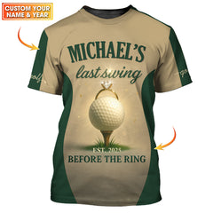 Maxcorners Custom Funny Golf Polos With Name And Year, Last Swing Before The Ring Shirts, Crazy Golf Shirt For Men's