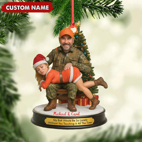 Maxcorners Personalized Funny Hunter Couple Christmas Acrylic Ornament – Custom Name Christmas Gift for Him or Her LM0411
