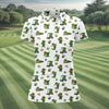 Maxcorners St Patrick's Day Leprechaun Golf And Beer Golf Pose Shamrock Golf Shirt, Golf Shirt For Women