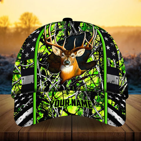 Maxcorners Cool US Flag Ragged Deer Hunting Camo Pattern 3D Multicolor Personalized Cap