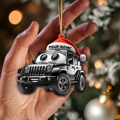 Maxcorners Custom Name Jeep Ornament, Jeep Lover Christmas Gift 2D Flat LM2111