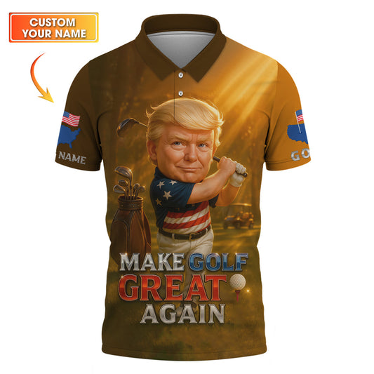 Maxcorners Trump Make Golf Great Again Polo Shirt – Personalized Vintage Golf Shirt for Men LM0509