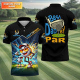 Maxcorners Best Dad By Par Golf Father Custom Men's Golf Polo Shirt, Funny Golf Shirt, Father's Day Shirts