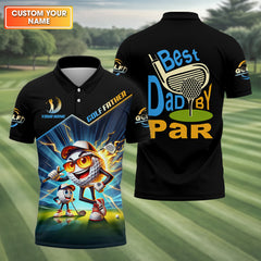 Maxcorners Best Dad By Par Golf Father Custom Men's Golf Polo Shirt, Funny Golf Shirt, Father's Day Shirts