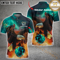 Maxcorners Eagle Thunder Lightning Eagle Bowling Jersey Multicolor Option Personalized Name, Team Name 3D Polo Shirt