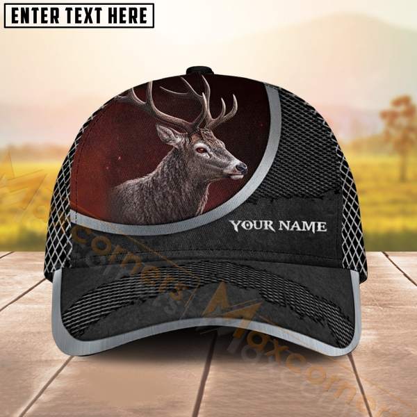 Maxcorners Deer Hunting Hat – 3D Buck Head Red Glow Design – Custom Personalized Name Cap