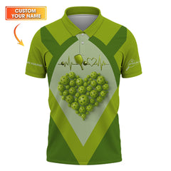Maxcorners Pickleball Heart Shirt, Custom Name Pickleball Shirts For Men's, Gift For Pickleballs Lover LM0509