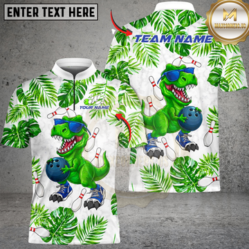 Maxcorners Bowling Tropical Funny Dinosaur Personalized Name 3D Unisex Shirt