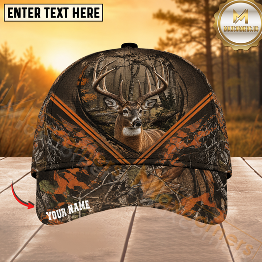 Maxcorners Deer Hunting Orange Camo Personalized 3D Cap