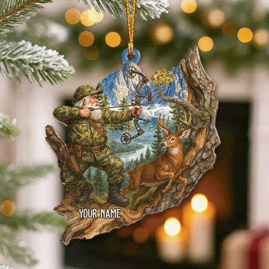 Maxcorners Deer Hunting Santa, Home Decor, Christmas Ornament, Personalized Ornament 2D Flat LM2111