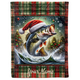 Maxcorners Custom Name Christmass Largemouth Bass Fishing Blanket