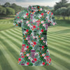 Maxcorners Tropical Disc Golf Basket Floral Polo Shirt, Golf Shirts For Women, Women’s Golf Polo LM1507