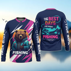 Maxcorners Gone Fishing, The Best Days Are Spent Fishing, Funny Bear Fishing Shirt, SPF Shirt, Fisherman Outfit, Mens Casual Shirts
