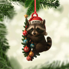 Maxcorners Personalized Raccoon Acrylic Christmas Ornament - Cute Holiday Gift - Perfect Gift for Kids & Animal Lovers LM0411