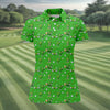 Maxcorners Three Leaf Clover Golf And Beer St Patrick's Day Green Golf Shirt, Women's Golf Shirts, Ladies Golf Polos