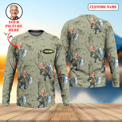 Maxcorners Funny Caricature Face Fishing Shirt, Funny Fishing Shirt, SPF Shirt, Fisherman Outfit, Mens Casual Shirts