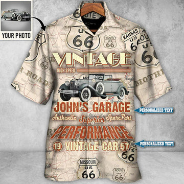 Route 66 Vintage Car Take Me On A Road Trip Custom Photo Personalized - Hawaiian Shirt - Personalized Photo Gifts (2)