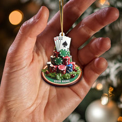 Maxcorners Custom Name Poker Ornament, Poker Christmas Gift 2D Flat LM2211