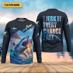 Maxcorners I Jerk It Every Chance I Get Shark Fishing SPF Shirt For Men, Funny Fishing Shirt, Fishing Gifts For Men
