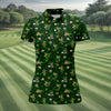 Maxcorners St Patrick's Day Leprechaun Golf Pose Shamrock Golf Shirt, Fun Women's Golf Shirts, Ladies Golf Polos