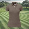 Maxcorners Cream Text Pattern Golf Polo Shirt, Golf Shirts For Women, Women’s Golf Apparel Beige LM1507