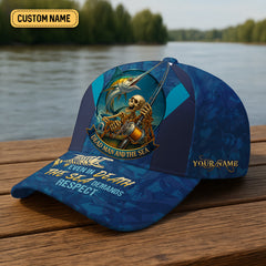 Maxcorners Dead Men And The Sea Swordfish Skeleton Fishing Cap, Personalized Hats For Men, Fishing Hats For Men