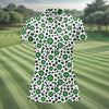 Maxcorners Lucky Four Leaf Clover Leopard Pattern St Patrick's Day Golf Shirt, Women's Golf Tops, Ladies Golf Shirts