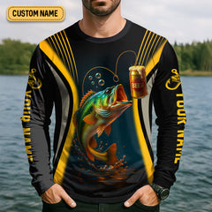 Maxcorners Beer Fishy Fishy Funny Fishing Shirt, SPF Shirt For Men, Fishing And Beer Men's Fishing Shirt