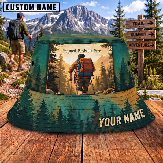 Maxcorners Hiking Forest Backpacker Prepared Persistent Free Personalized Name 3D Cap