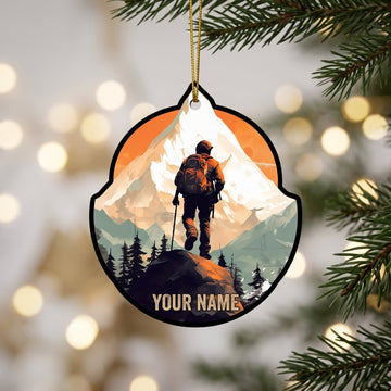 Maxcorners Hiking Mountain Trail Explorer Customized Name 3D Keychain And Ornament