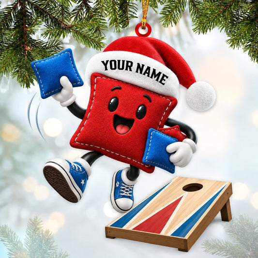 Maxcorners Cornhole Red & Blue Bag Character Design Customized Name 3D Keychain And Ornament