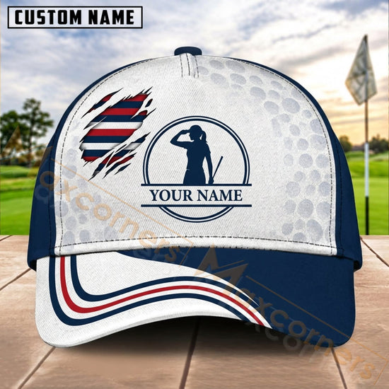 Maxcorners Golf Patriotic Swing Badge Personalized Name 3D Cap