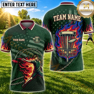 Maxcorners Disc Golf Flaming Skull Basket Personalized Name 3D Unisex Shirt