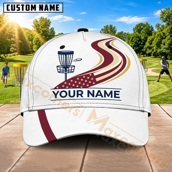 Maxcorners Disc Golf Red Swirl Basket Personalized Name 3D Cap