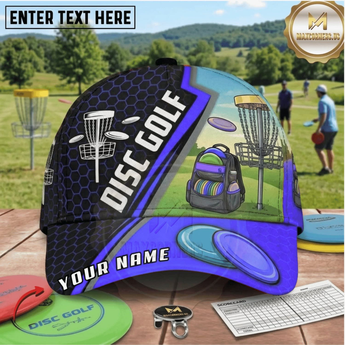 (8 Colors) Maxcorners Disc Golf Equipment & Flying Disc Personalized Name 3D Cap LM3009