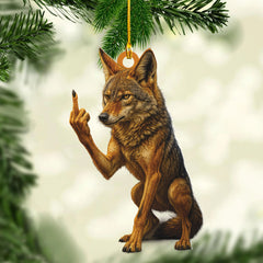 Maxcorners Personalized Funny Coyote Fukin' Finger Hunting Acrylic Christmas Ornament - Custom Gift for Hunters LM0411