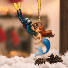 Maxcorners Diving Couple Home Decor, Christmas Ornament, Personalized Ornament 2D Flat LM2111
