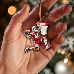 Maxcorners Custom Name and Number Basketball Ornament, Christmas Gift for Basketball Lover 2D Flat LM2211