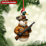 Maxcorners Personalized Duck Hunter Snowman Ornament, Custom Name Christmas Decoration for Hunters LM0411