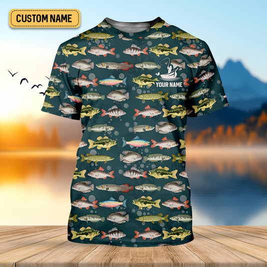 Maxcorners Personalized Freshwater Fish Fishing Shirt With Custom Name, Long Sleeve Fishing Shirt, Fishing Shirt For Men
