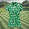 Maxcorners Golf Items Seamless Pattern St. Patrick’s Day Shamrock Golf Shirt, Women's Golf Tops, Ladies Golf Polos