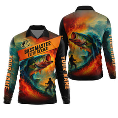 Maxcorners Bass Masters Elite Fishing UPF Shirts, Long Sleeve Fishing Shirts, Fishing Shirts For Men