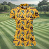 Maxcorners Yellow Cowboy Rodeo Desert Western Hawaiian Golf Shirt, Women's Golf Tops, Golf Polo For Women LM1507