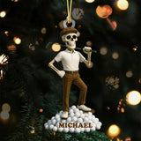 Maxcorners Funny Skeleton Male Golfer Acrylic Ornaments, Golf Christmas Gifts, Funny Golf Presents LM1611