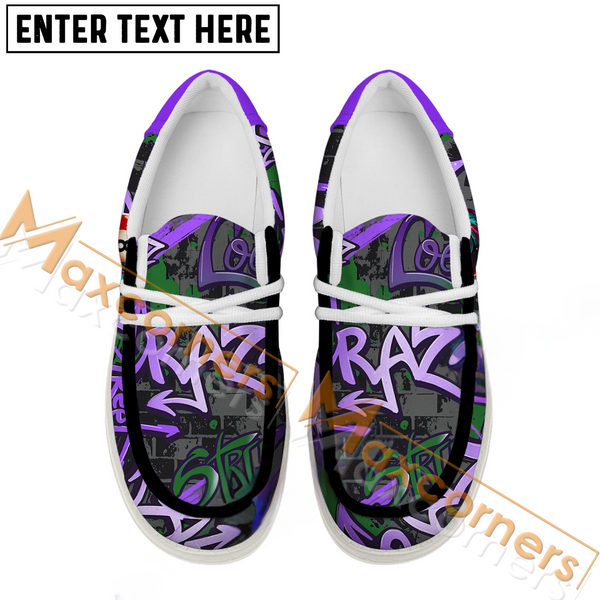 Maxcorners Billiards Ball 8 Graffiti Street Personalized Name Canvas Loafer Shoes