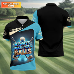Maxcorners Always Wash Your Balls Custom Golf Shirts, Mens Golf Gift, Funny Golf Shirt