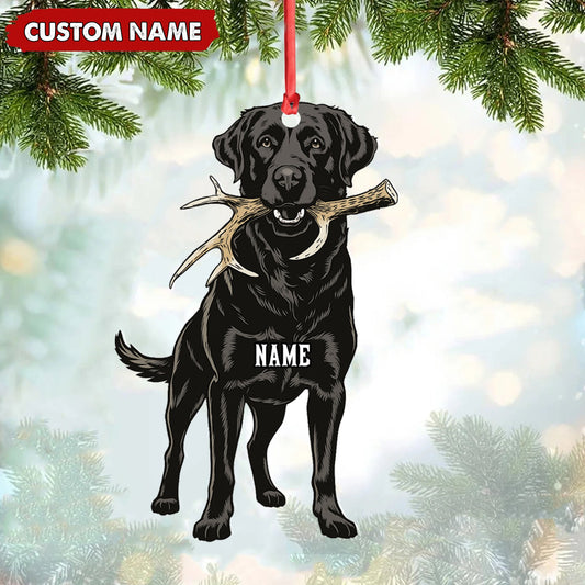 Maxcorners Personalized Black Lab Dog Christmas Ornament - Personalized Hunting Dog Acrylic Decor LM0411
