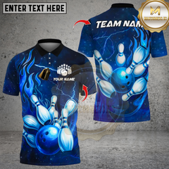 Maxcorners Flame Thunder Bowling Multicolor Customized Name, Team Name 3D Shirts